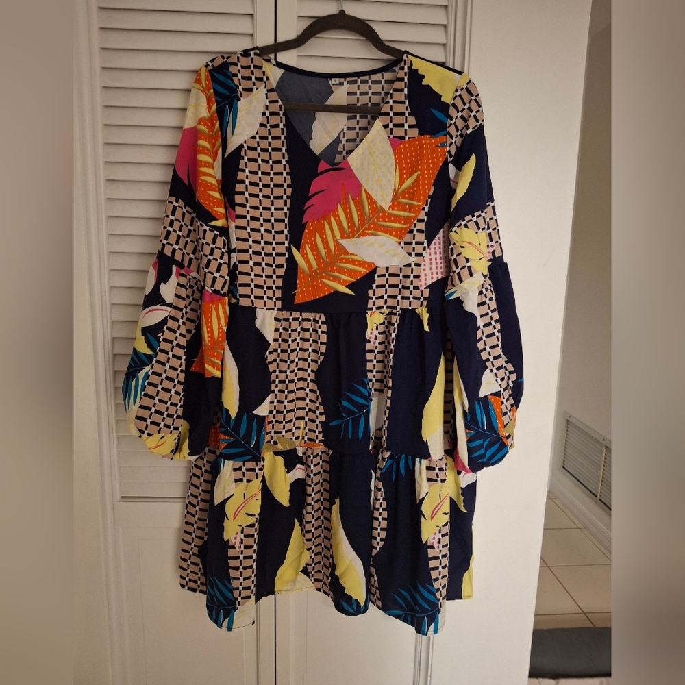 Colorful Geometric Print Dress